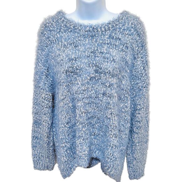 SO Womens Oversized Chunky Teddy Sweater Size XXL Super Soft Y2K Whimsigoth Blue - Picture 3 of 9